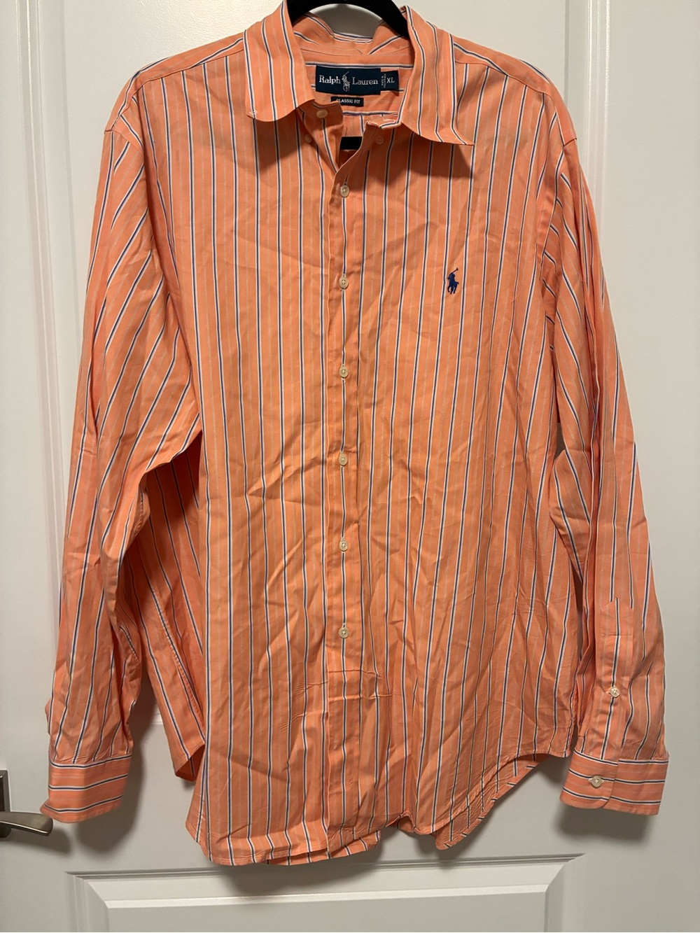 Ralph Lauren Orange Striped Cotton Button-Down Shirt